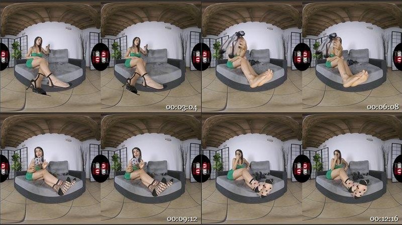 Beautiful dark-haired babe Petra enjoys posing her sexy feet in her favorite socks 1440p