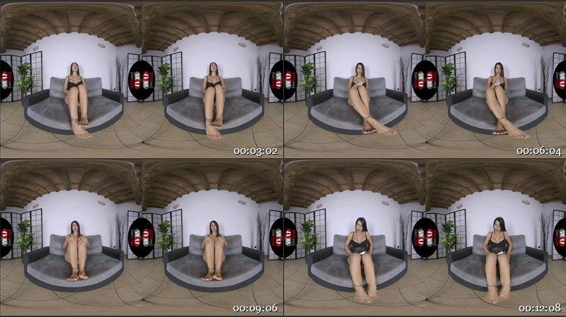 Outstanding dark-haired babe Petra pleasing your eyes with her tattooed feet and sexy toes in VR 1440p