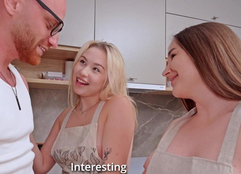 Sara Bork, Lina Babyface - Lesbians are cooking in the kitchen! But BIG HARD COCK in their ass and pussy stopped it FullHD 1080p/HD 720p