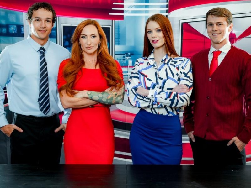 Sophia Locke, Erin Everheart - Fuck the Feud! The News Anchor Stepmommy Swapfest HD 720p