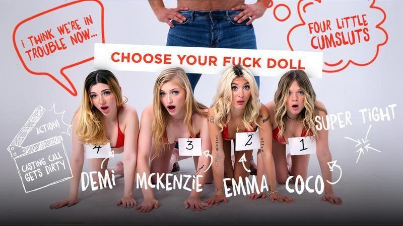 Mckenzie Mae, Emma Rosie, Demi Hawks, Coco Lovelock - Polar Opposites: Four Petite Blondes vs Huge Director (PervCasting) FullHD 1080p/HD 720p