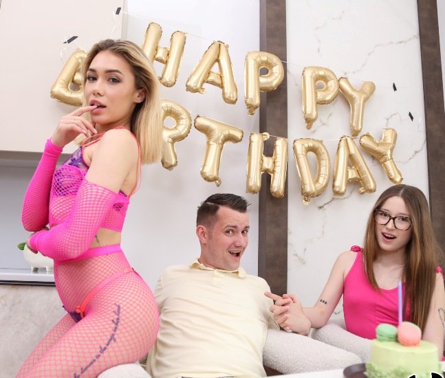 Rika Fane, Dalila Lapiedra - Dalila Gives Rika as a Birthday Threesome Surprise, then missionary and spoon until he came into their faces FullHD 1080p/HD 720p